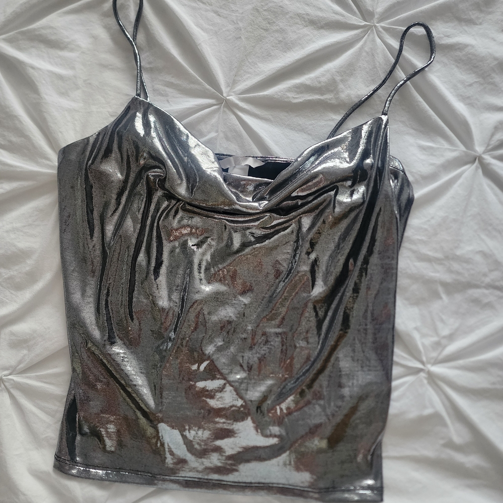 H&M Shimmering Silver Camisole Top